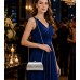 Evening Bag - Lizard Skin Like Embossed w/ Crystal Accent Closure - Silver - BG-HPZ655S